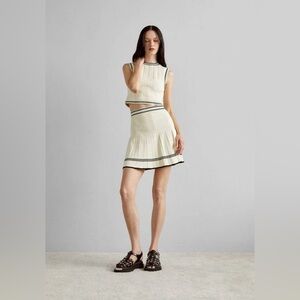 NWT House of Harlow Pleated Flared Preppy Tennis Skirt Set
